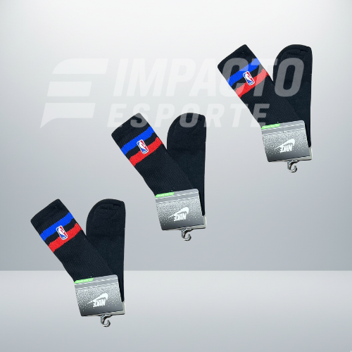 Kit 3 Pares de Meias Masculinas NBA – Esportivas Inspiradas no Basquete