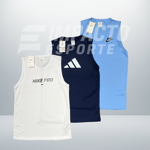 Kit 3 Regatas Masculinas Dry Fit Mescla – Academia e Corrida