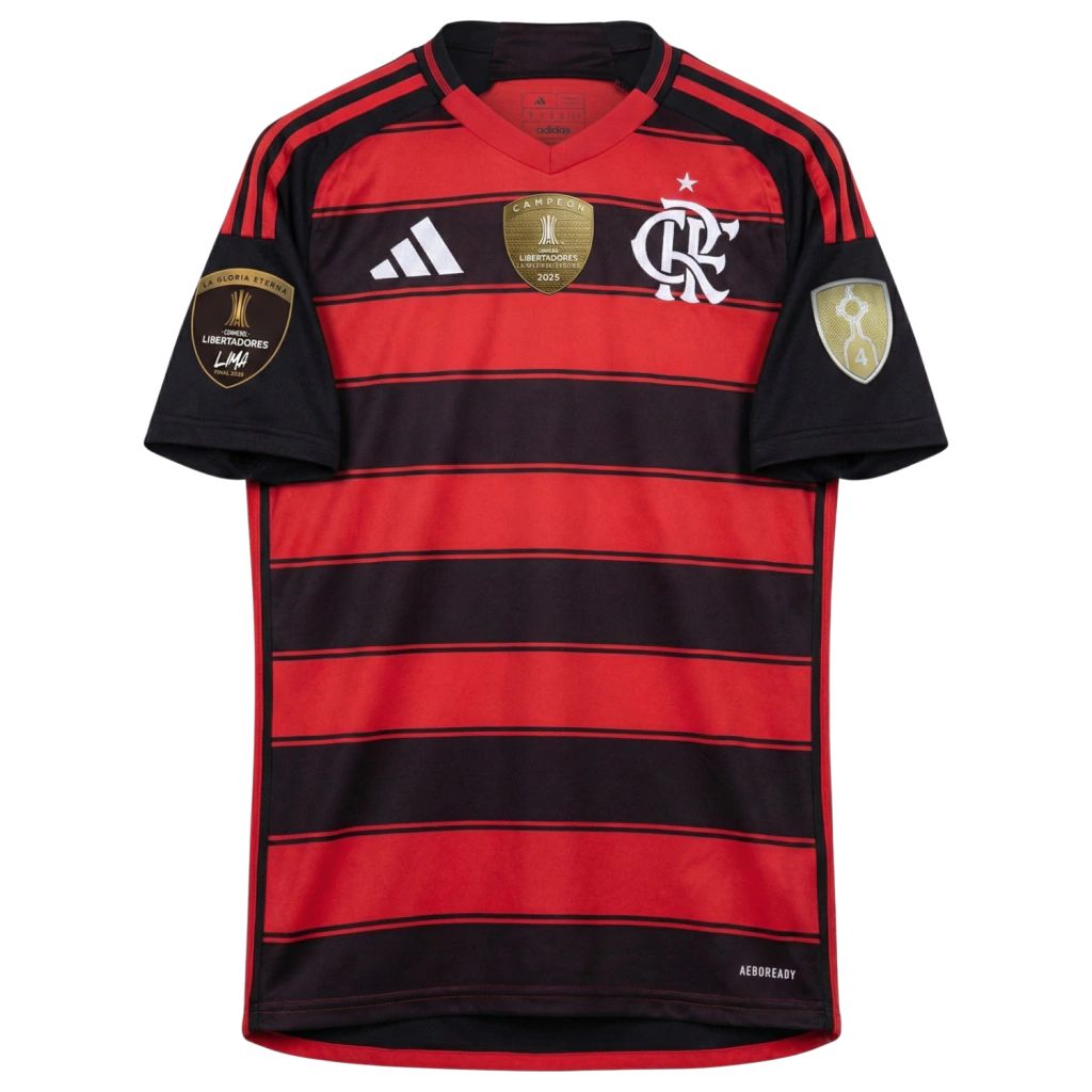 Camisa Flamengo I 2025 Torcedor Adidas Masculina - Vermelho+Preto