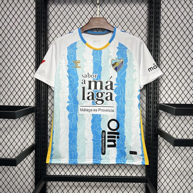 Camisa do Málaga I 24/25 - Branca e azul