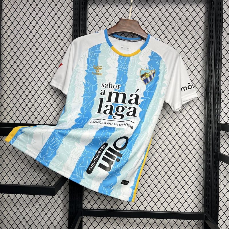 Camisa do Málaga I 24/25 - Branca e azul