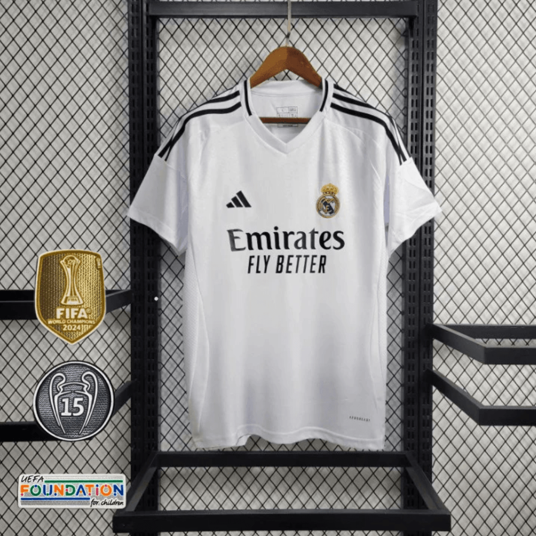 Camisa l Real Madrid 24/25 Adidas C/ Todos patchs UCL 15