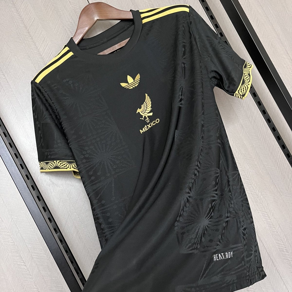 Camisa México 2025 Ouro Adidas Masculina - Preto+Dourado