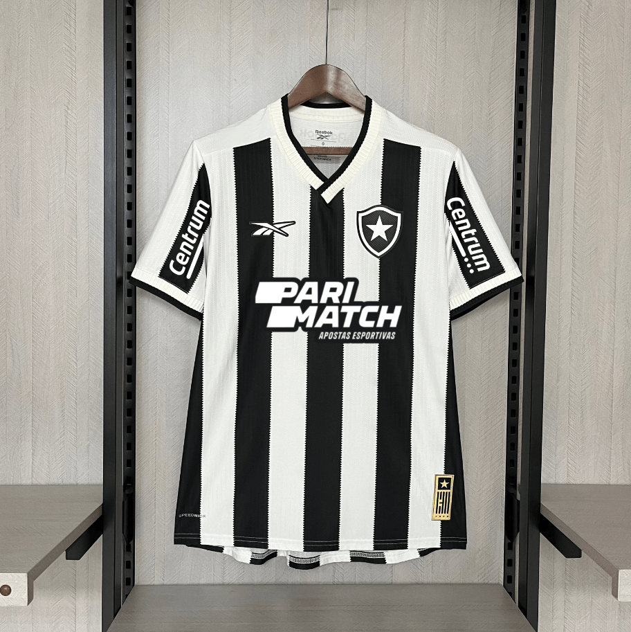 Camisa Reebok Botafogo 24/25 Casa - Preta e Branca (Com todos patrocinadores)