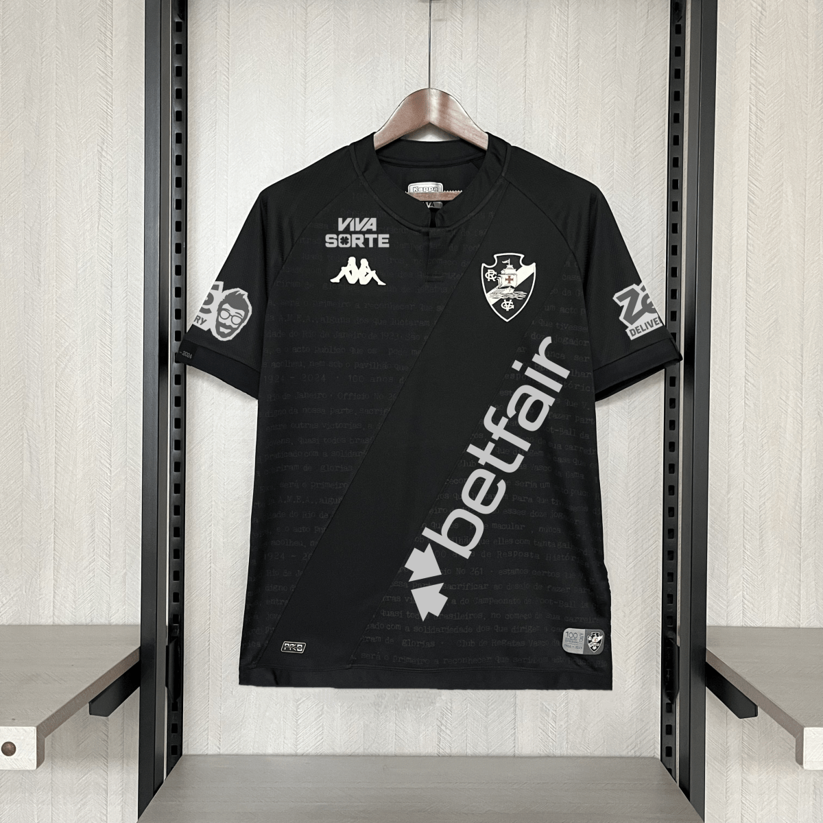 Camisa Vasco III 24/25 Kombat Kappa Masculina - Preto (Com Patrocinadores)