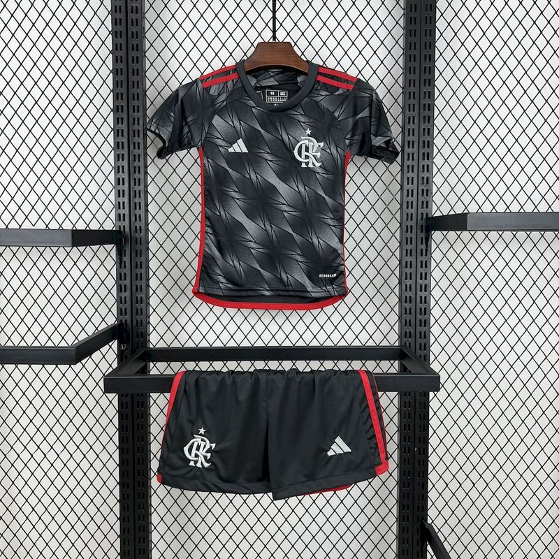 Kit Infantil Flamengo III 24/25 s/n° Torcedor Adidas - Cinza