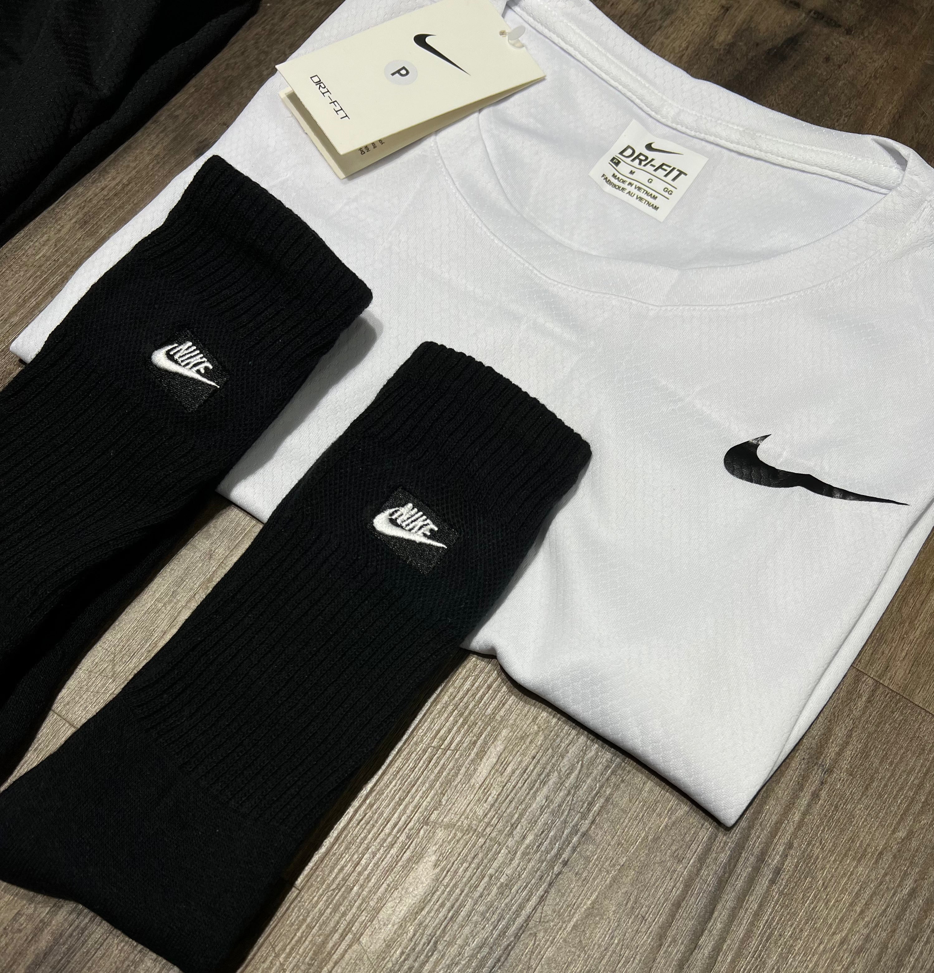 Kit Esportivo Masculino Nike – Camiseta, Shorts e Meia Dry Fit Treino Academia