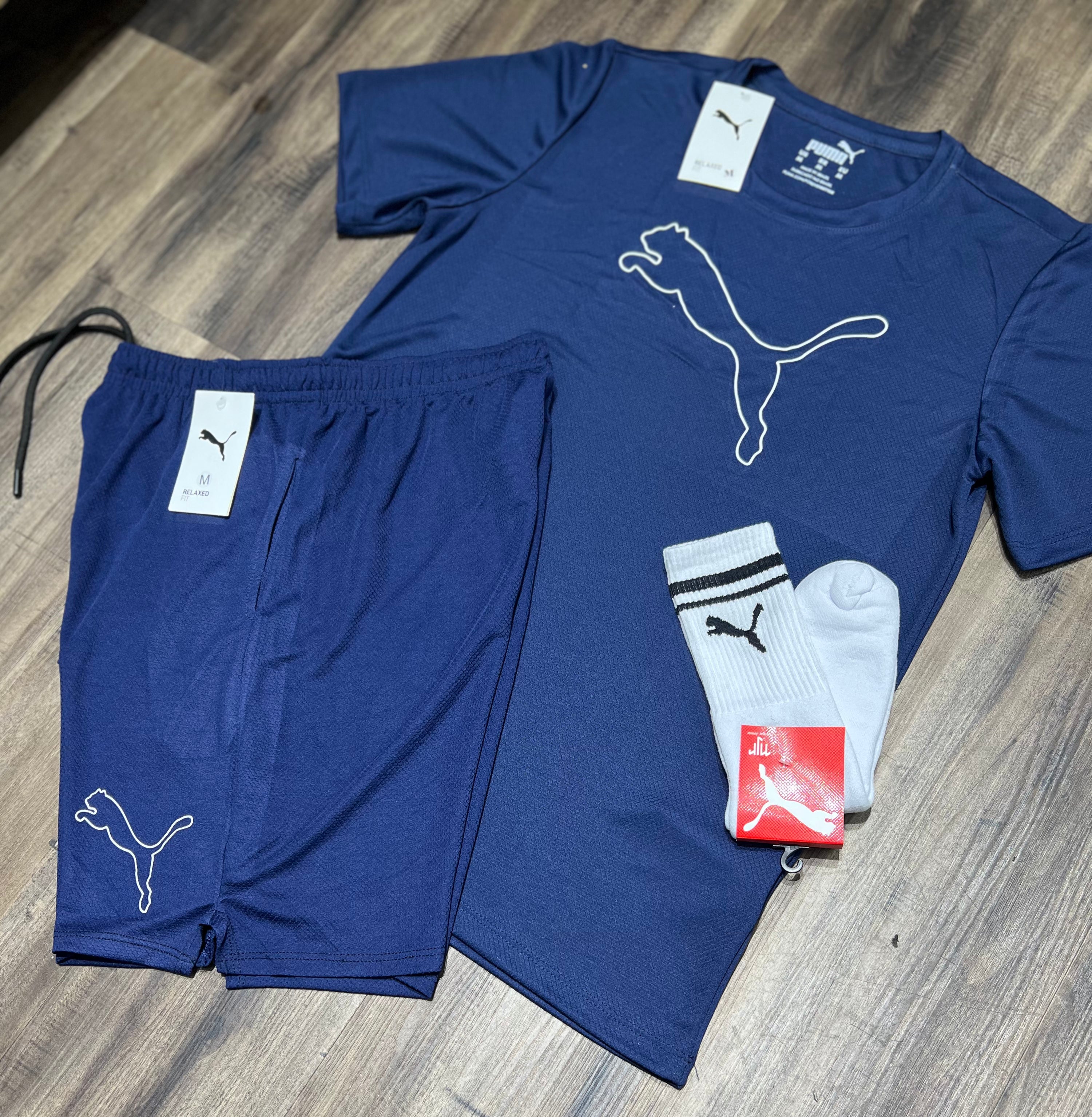 Kit Esportivo Masculino Puma – Camiseta, Shorts e Meia Performance Dry Fit