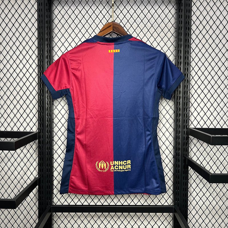 Camisa Barcelona Casa l 24/25 Azul e Vermelho - (Feminina)