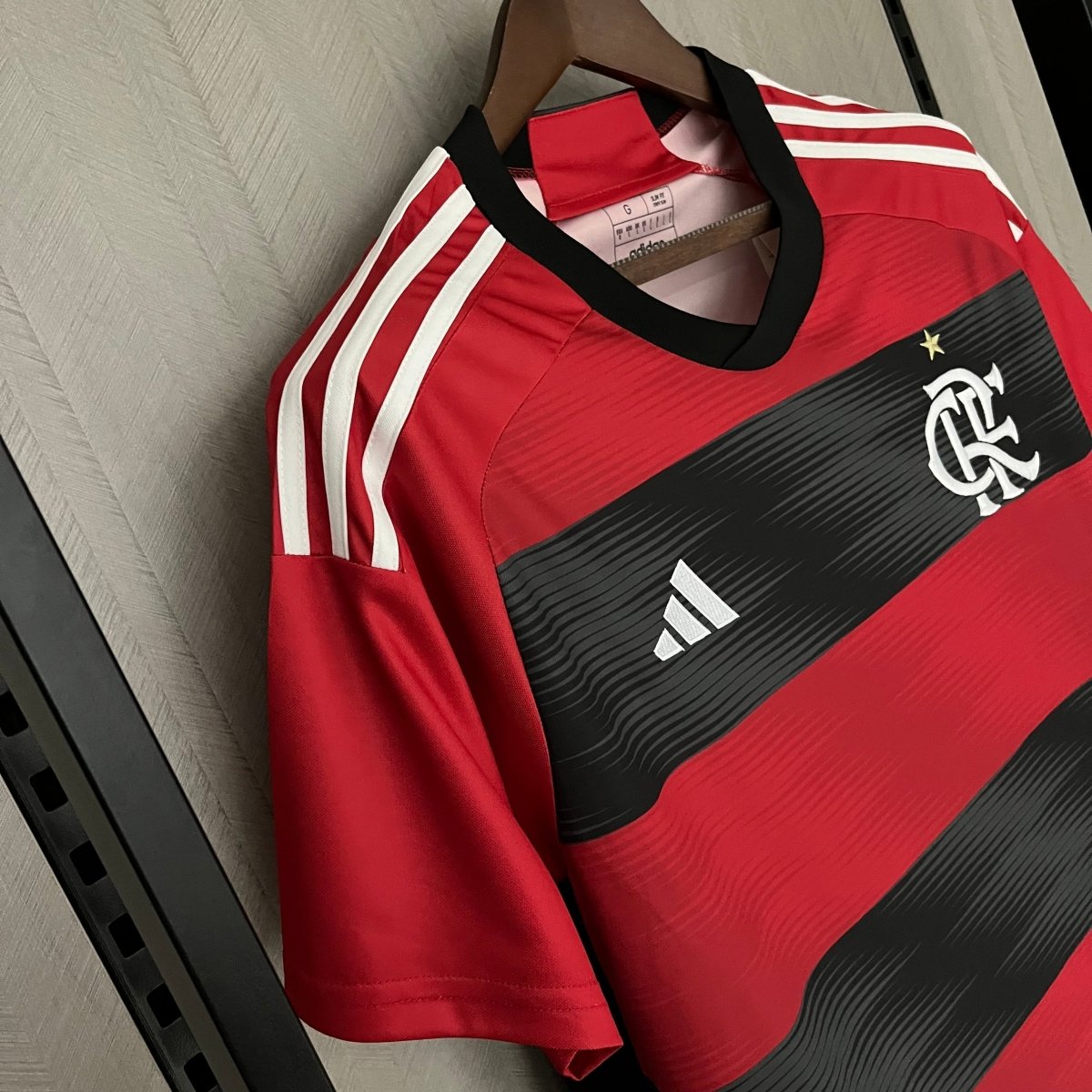 Camisa Flamengo I 23/24 s/n° Torcedor Adidas Masculina - Vermelho+Preto