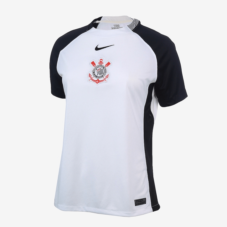 Camisa Nike Corinthians  I 2025  - Preta e Branca - (Feminina)