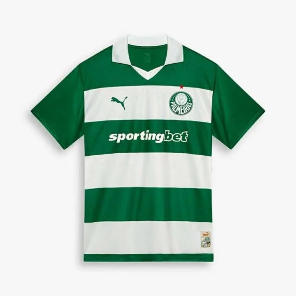 Camisa Palmeiras Listrada Verde+Branco Avanti 2025/26 Masculina
