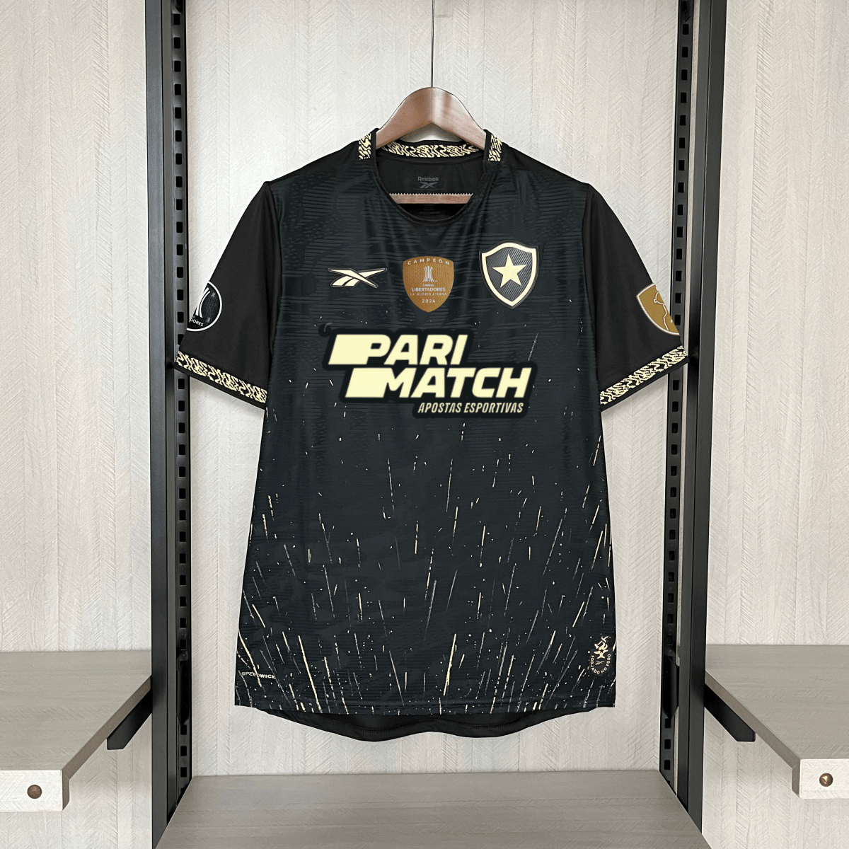 Camisa Reebok Botafogo 24/25 Casa -  Preta e dourado (Com todos patrocinadores)