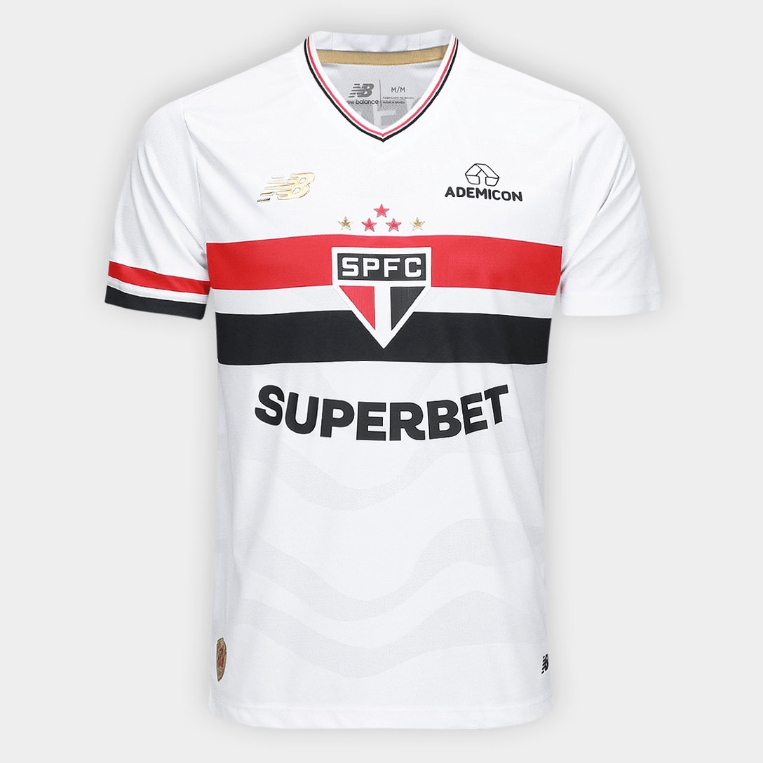 Camisa São Paulo 25/26 Casa New Balance Masculina - Branco+Vermelho - Jogador