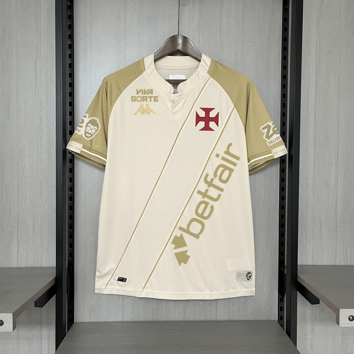 Camisa Vasco III 24/25 Kombat Kappa Masculina - Bege (com patrocinadores)